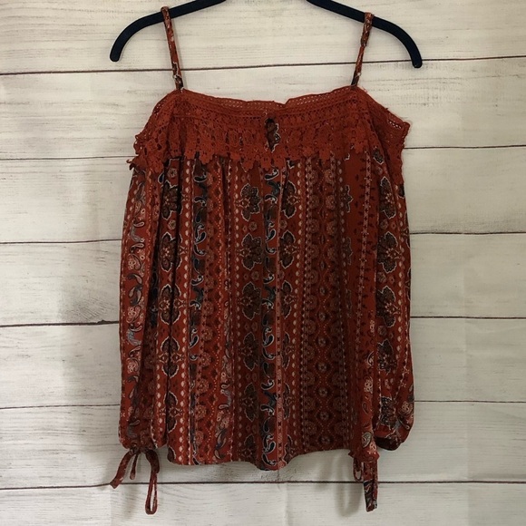 Sweet Wanderer Orange Floral Off The Shoulder S - Picture 1 of 7